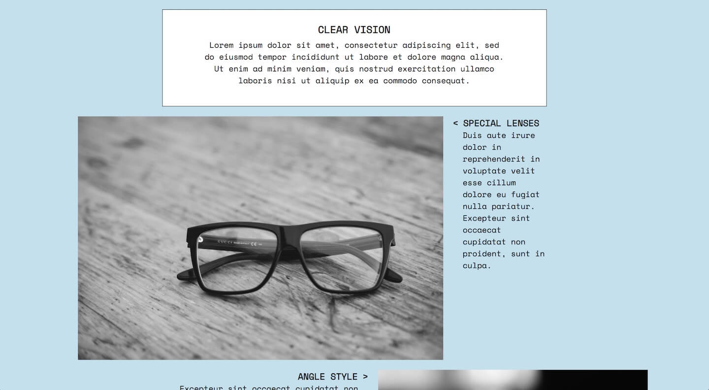 Clear Vision landing page