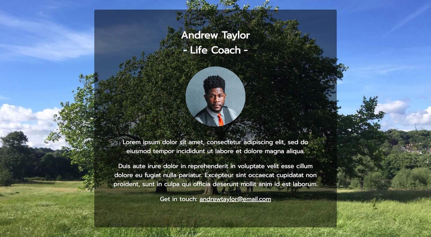 Life Coach landing page